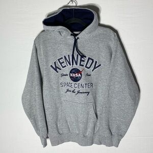 Vintage 90s Y2K Prairie Mountain Grey NASA Kennedy Space Center Hoodie M